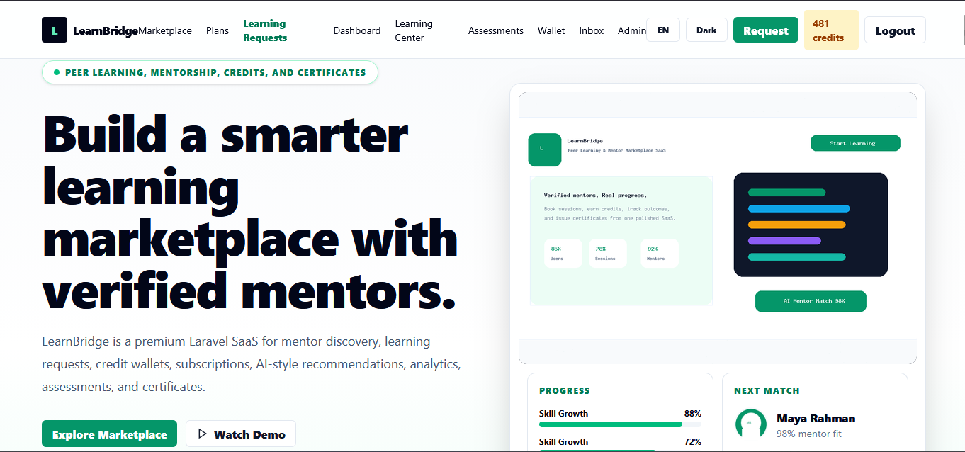 LearnBridge SaaS homepage